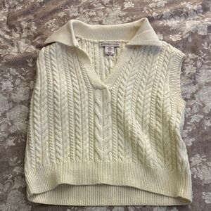 Sincerely Jules Cream Cable Knit V-Neck Sweater Vest